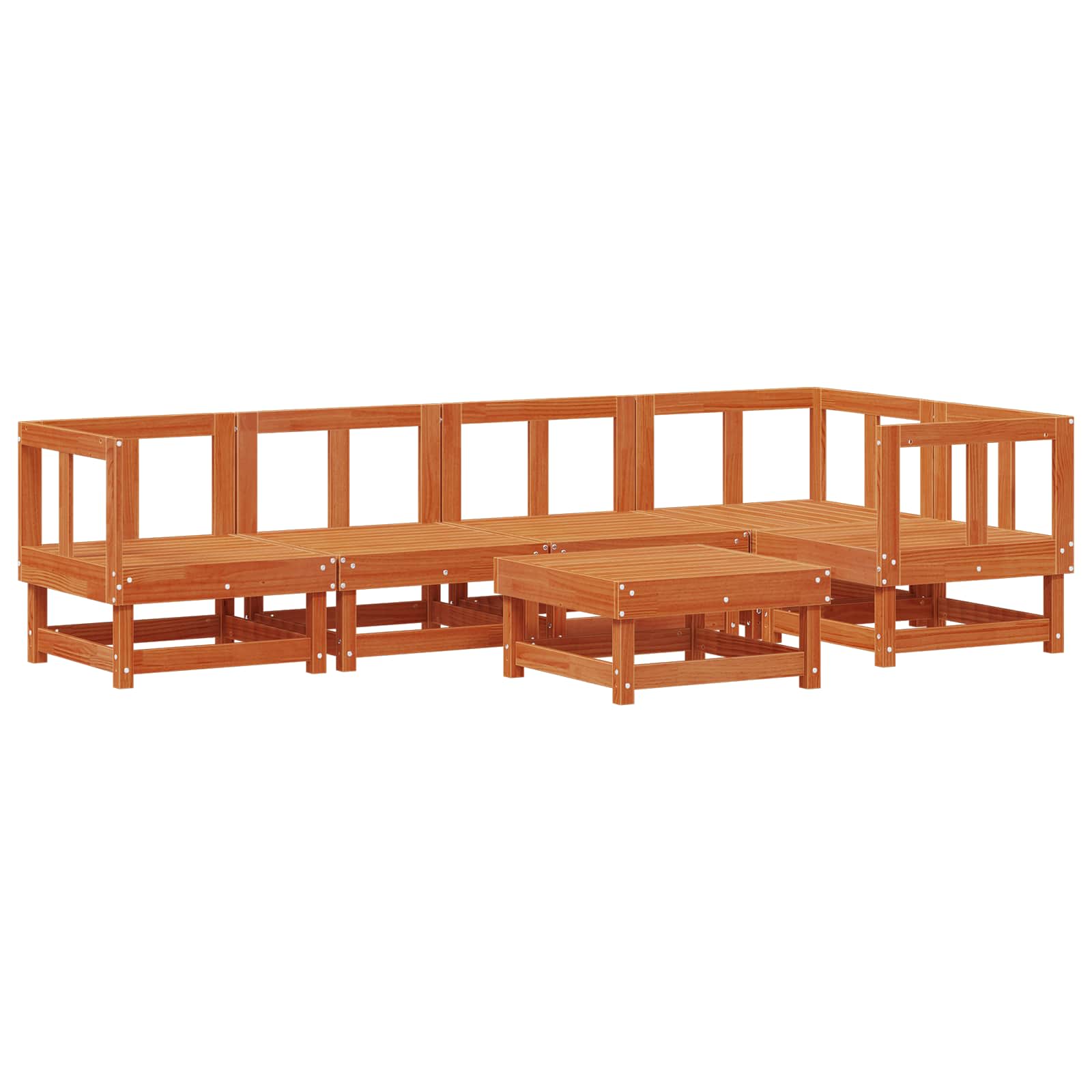 Garten-Lounge-Set 6 pcs Wachsbraun Massives Kiefernholz