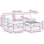 Garten-Lounge-Set 5 pcs Wachsboden Kiefer Massives Kiefernholz