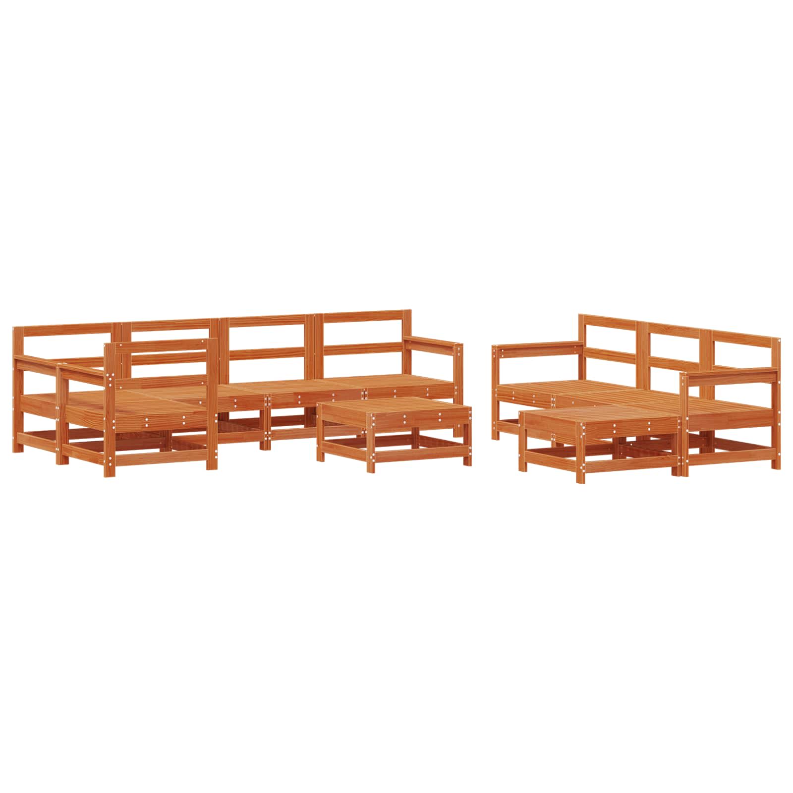 Garten-Lounge-Set 10 pcs Wachsboden Kiefer Massives Kiefernholz