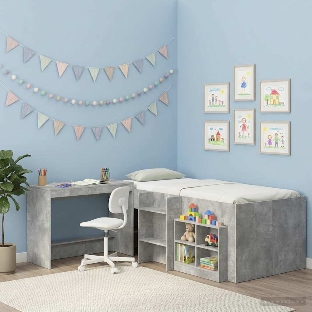 Bett-Schreibtisch Betongrau Holzwerkstoff 100 x 45 x 75 cm