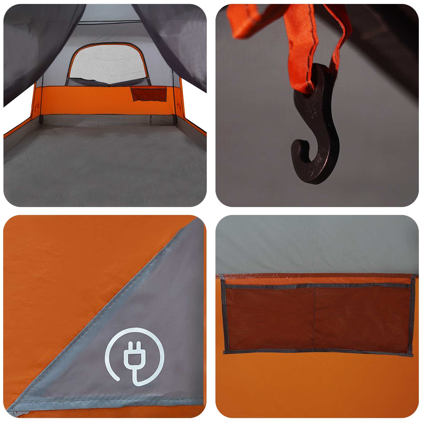 Familienzelt Grau und Orange 320 x 210 x 180 cm Polyester