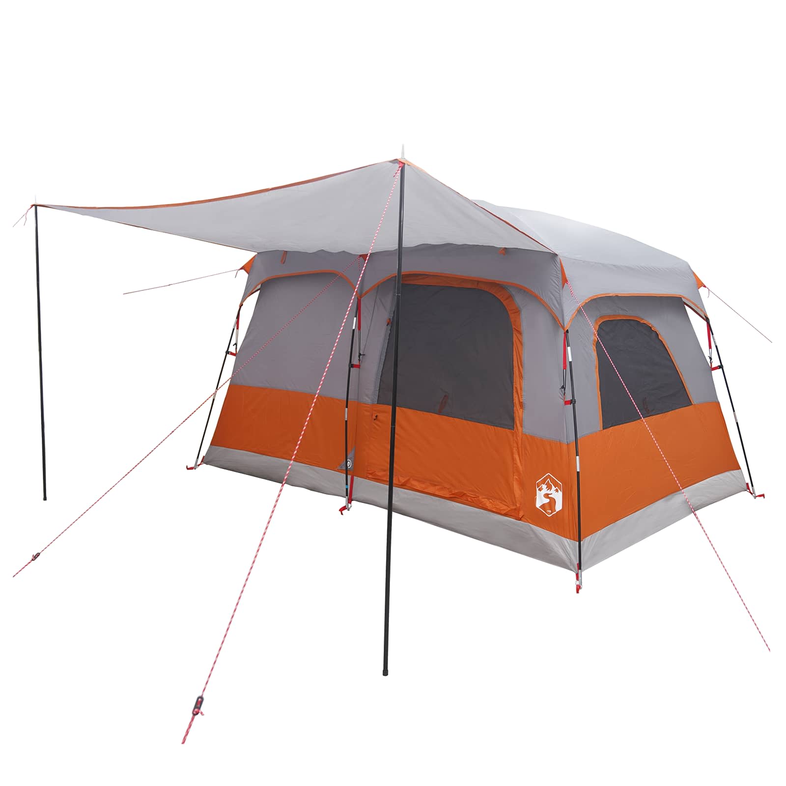 Familienzelt Grau und Orange 320 x 210 x 180 cm Polyester