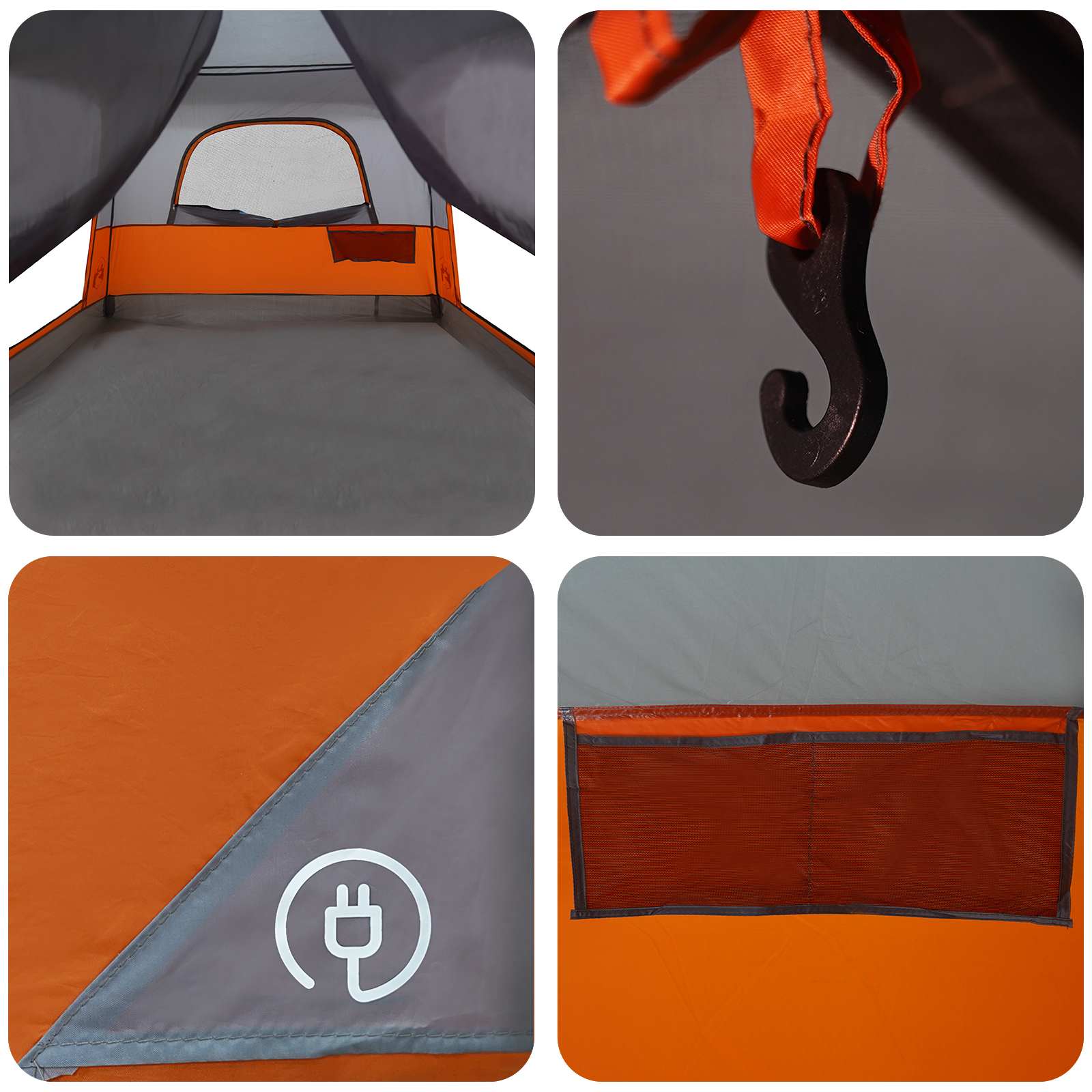 Familienzelt Grau und Orange 380 x 260 x 190 cm Polyester