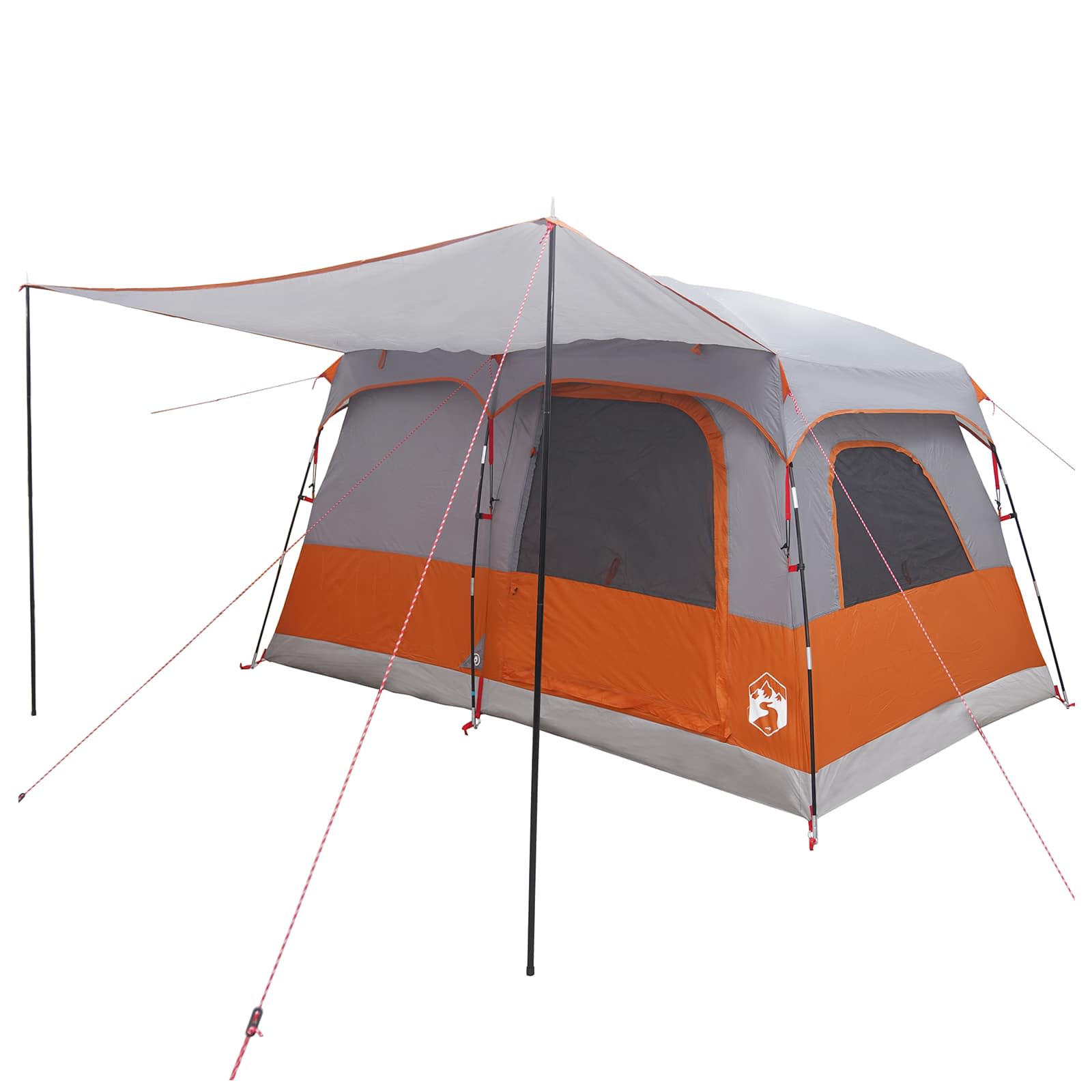Familienzelt Grau und Orange 380 x 260 x 190 cm Polyester