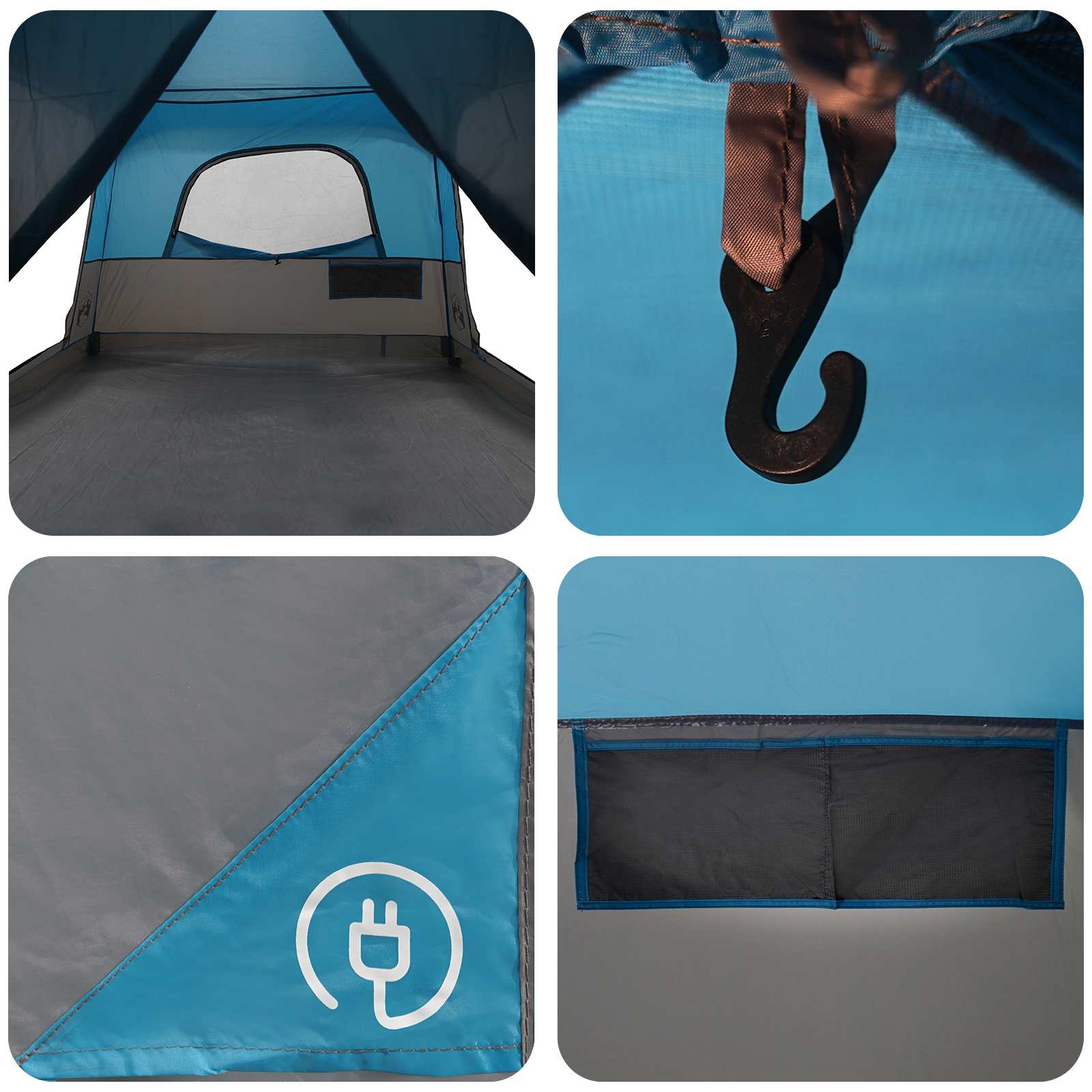 Familienzelt Blau 500 x 400 x 230 cm Polyester und Stahl