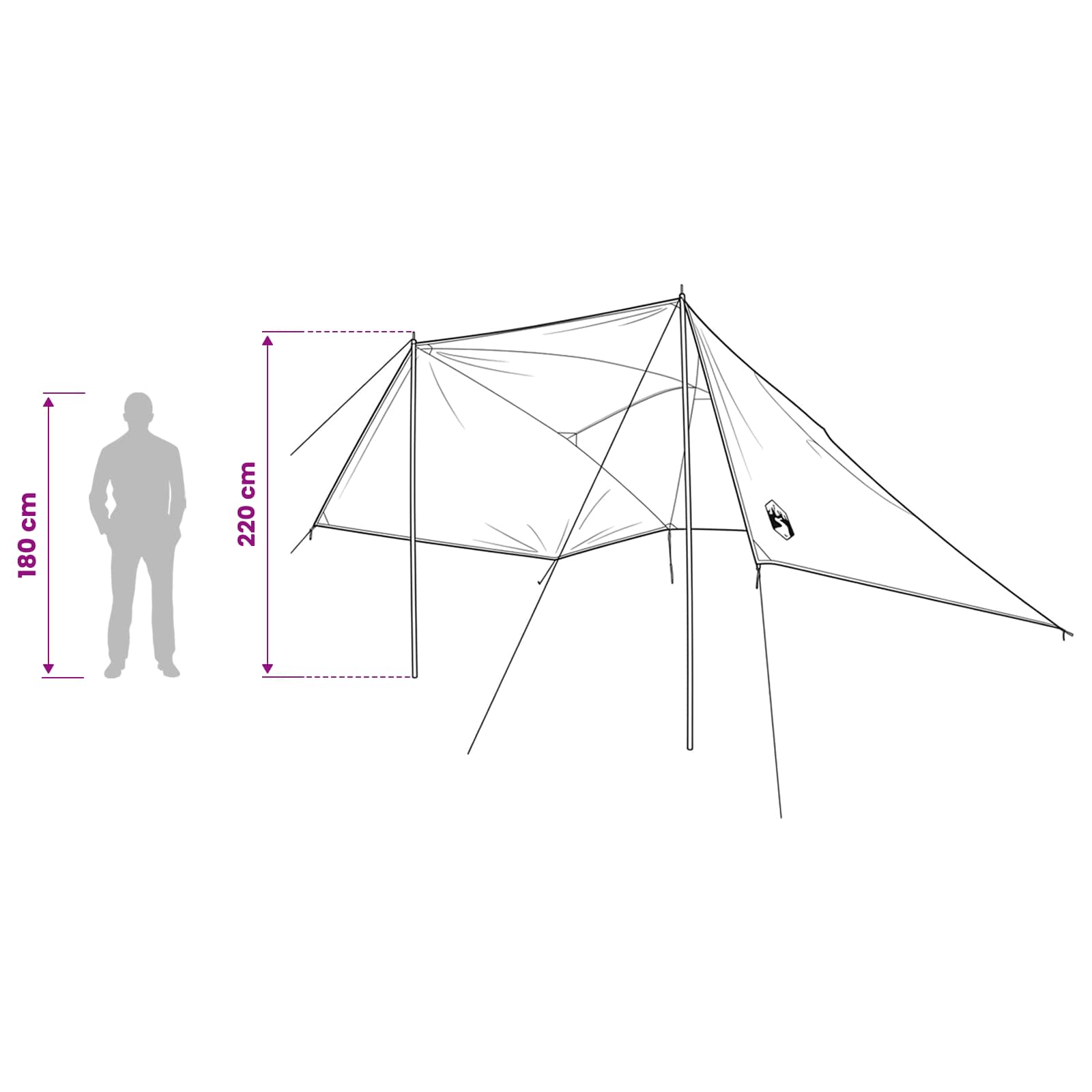 Autozelt mit Dach Blau 308 x 215 x 220 cm Polyester und Stahl