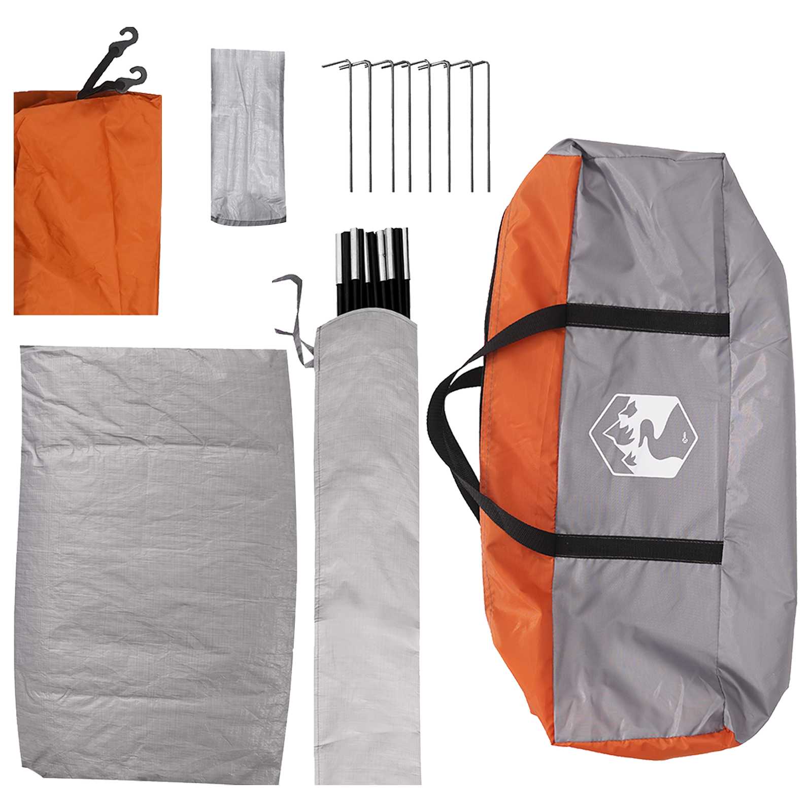 Campingzelt mit Dach Grau und Orange 335 x 275 x 180 cm