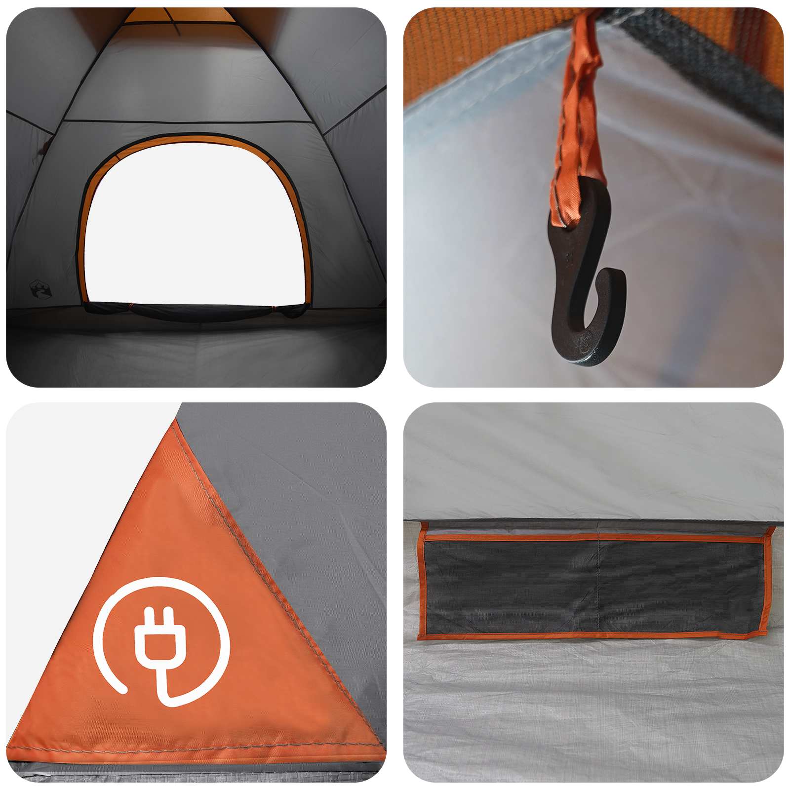 Campingzelt mit Dach Grau und Orange 335 x 275 x 180 cm