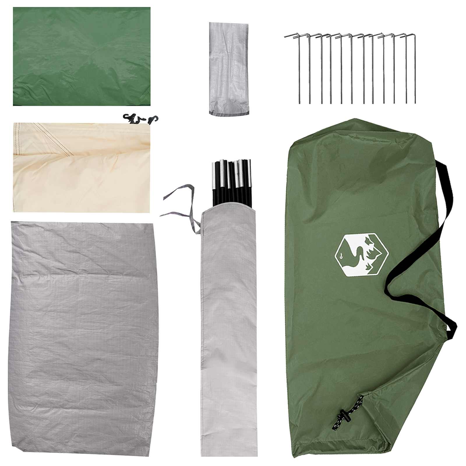 Campingzelt mit Dach Grün 4-Personen Polyester und Stahl