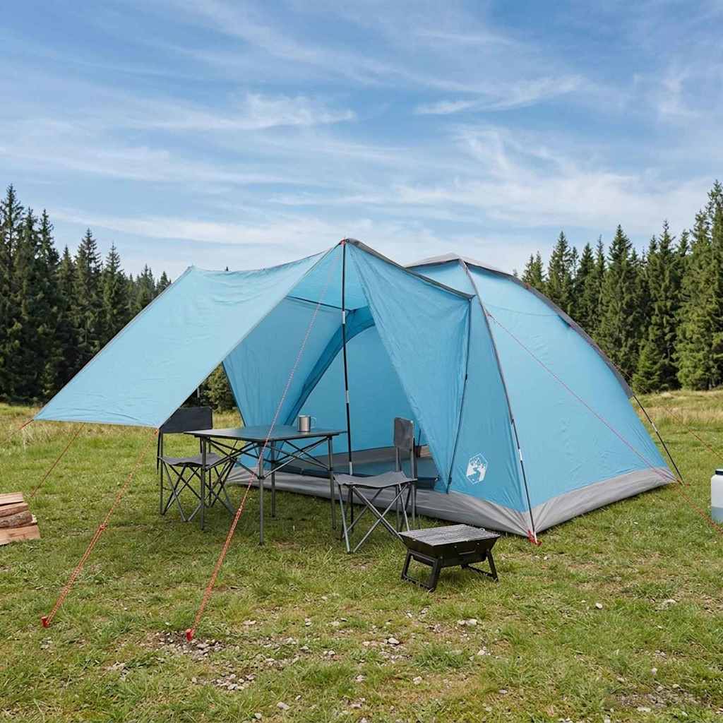 Campingzelt mit Dach Blau 4-Personen Polyester und Stahl