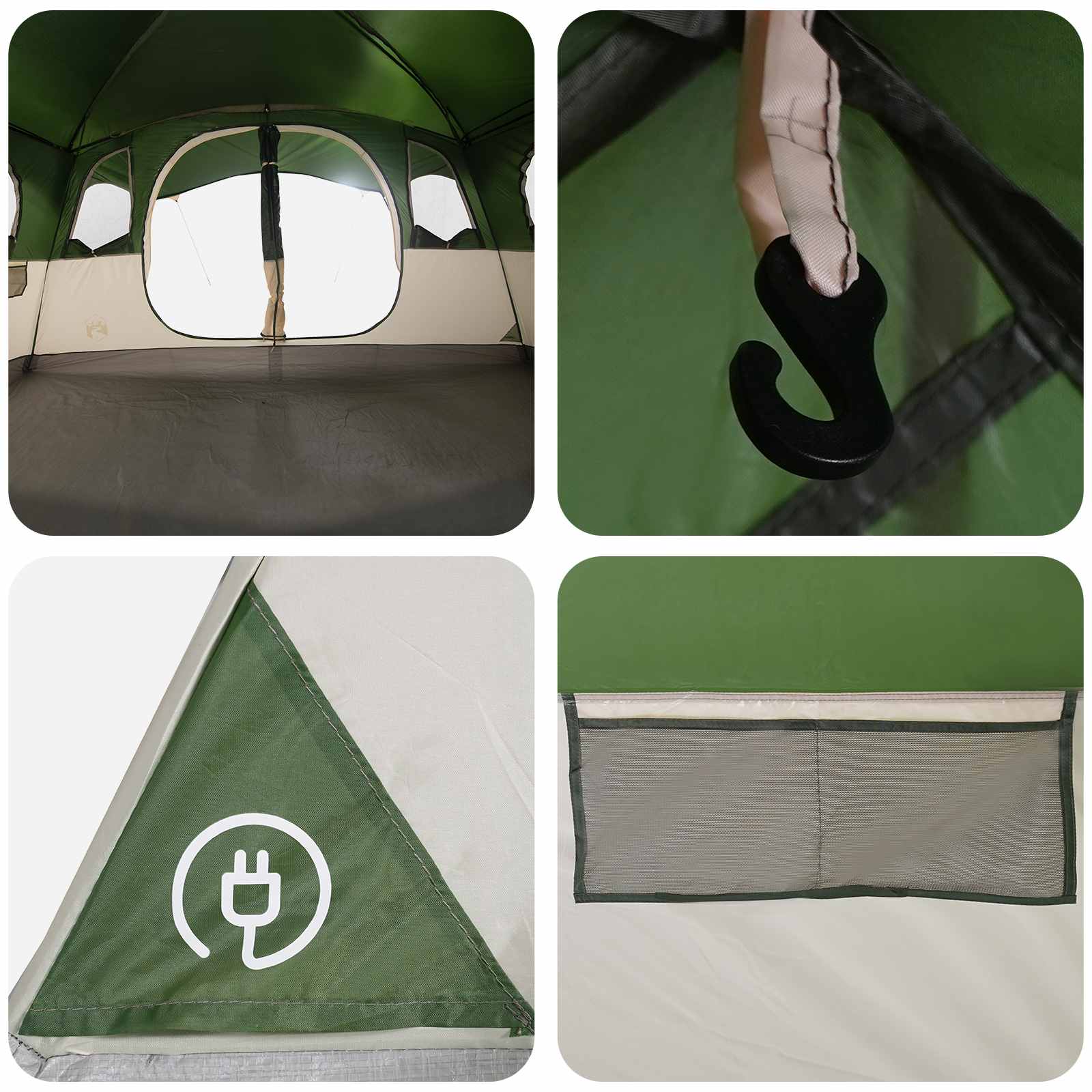 Tunnelzelt mit Dach Grün 366 x 244 x 198 cm Polyester und Stahl