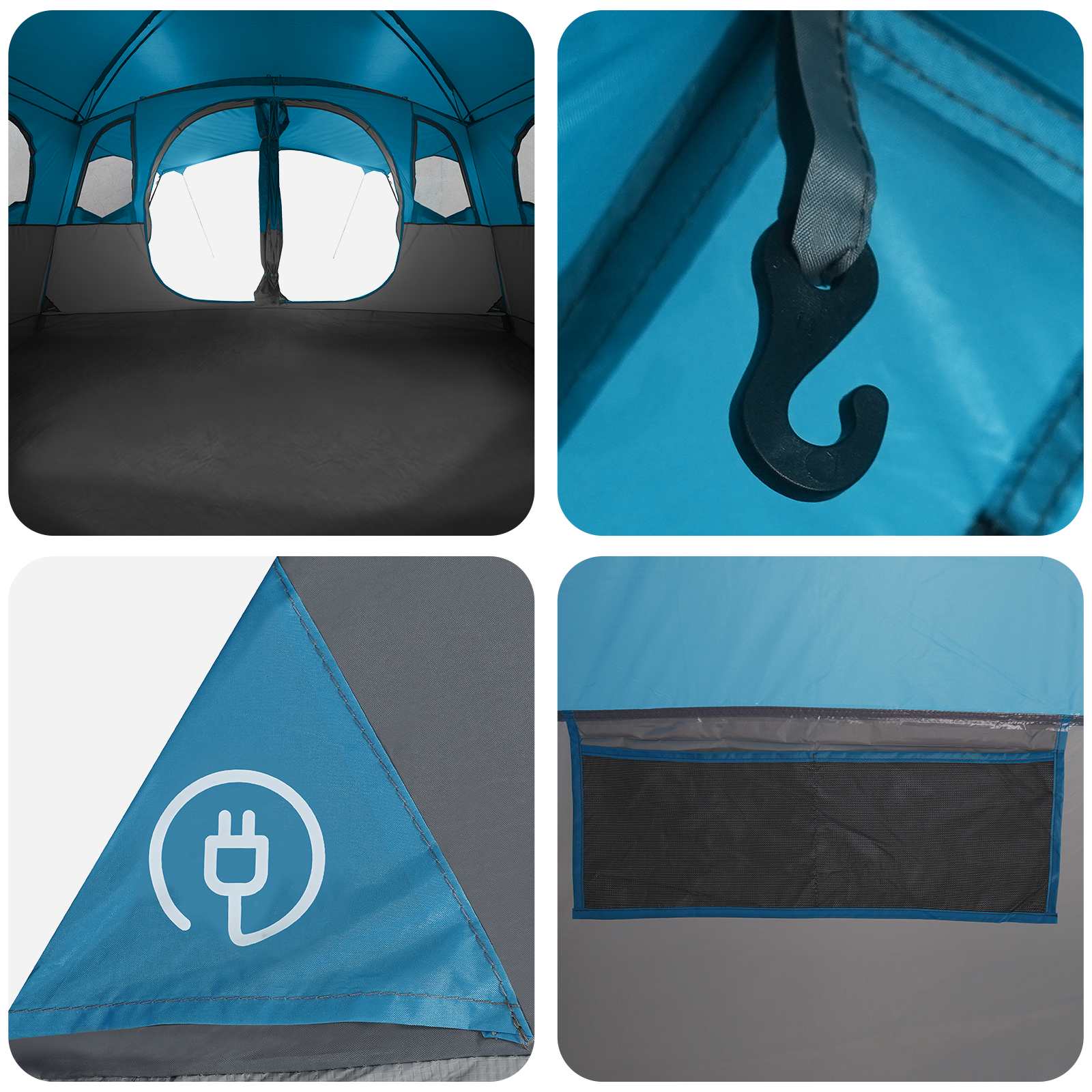 Tunnelzelt mit Dach Blau 427 x 305 x 205 cm Polyester und Stahl