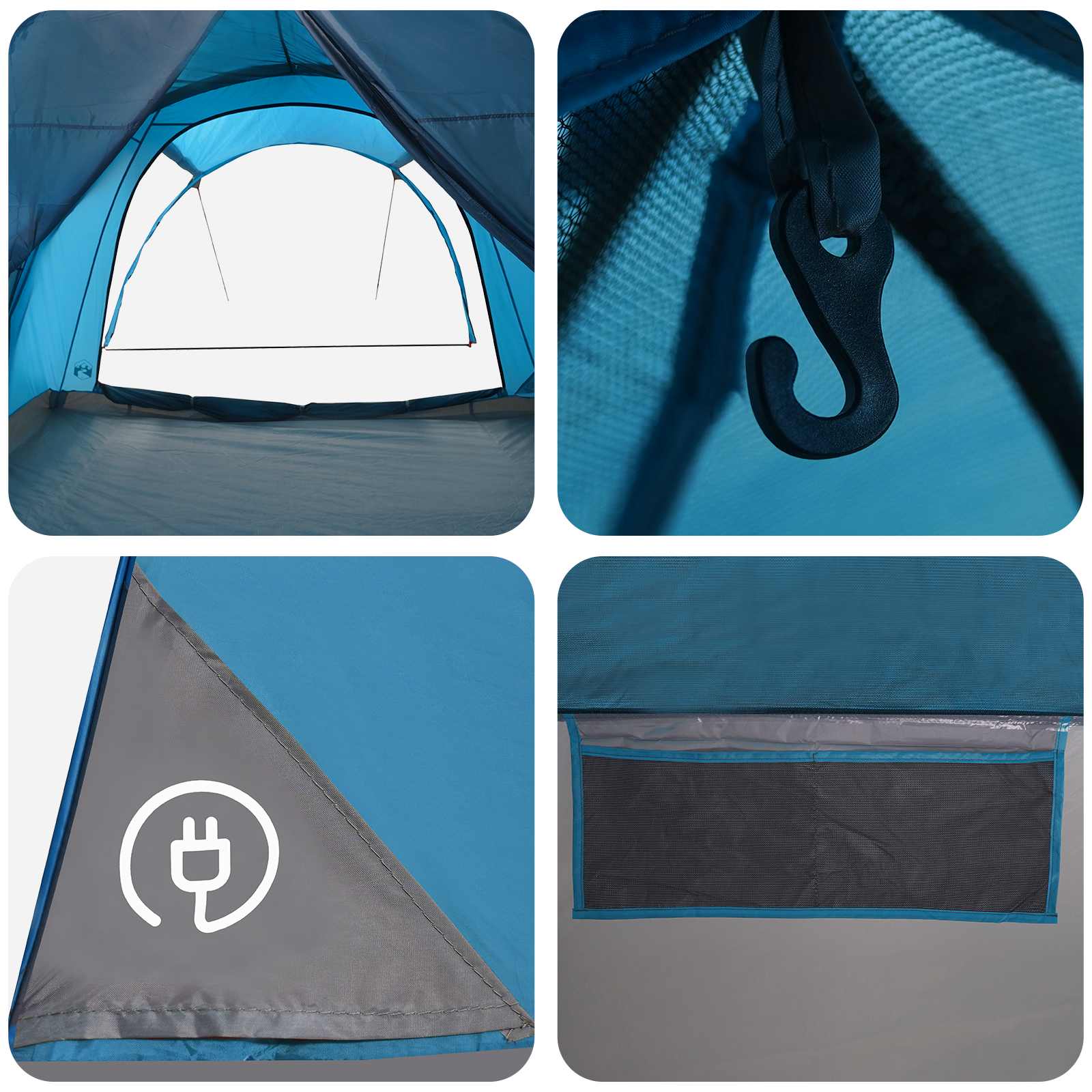 Tunnelzelt mit Dach Blau 370 x 275 x 210 cm Polyester und Stahl