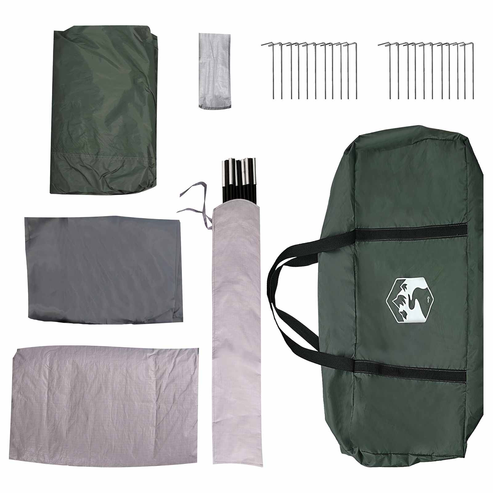 Tunnelzelt Olivegrün 370 x 275 x 210 cm Polyester und Stahl