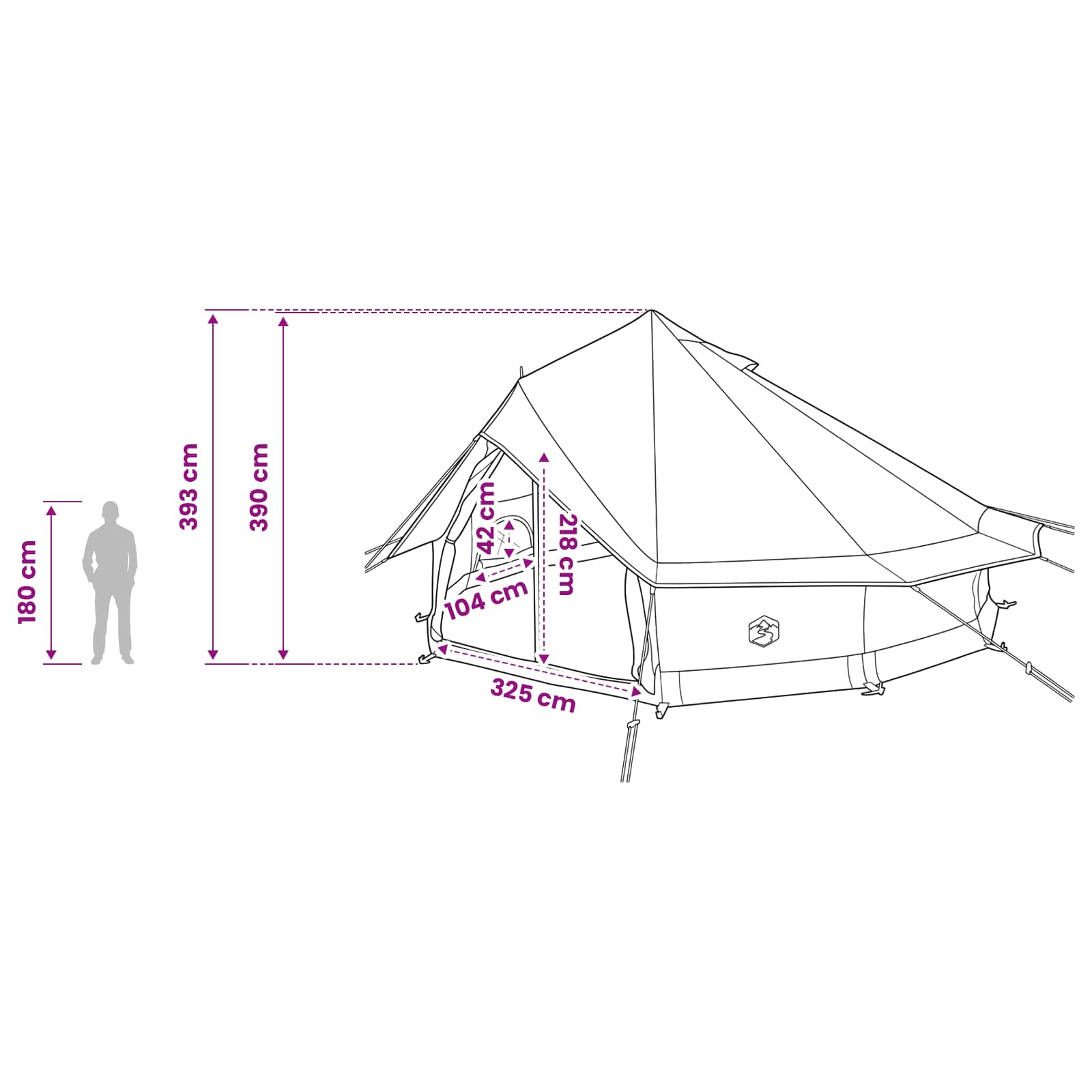 Tipi Zelt mit Dach Blau 700 x 700 x 395 cm Polyester und Stahl