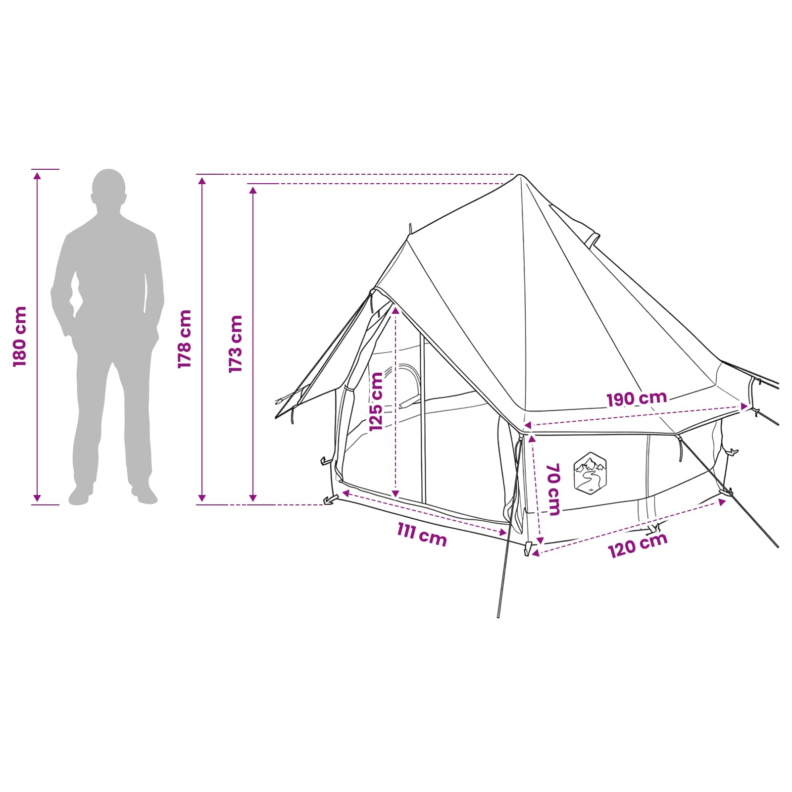 Tipi Zelt mit Dach Blau 250 x 250 cm Polyester und Stahl
