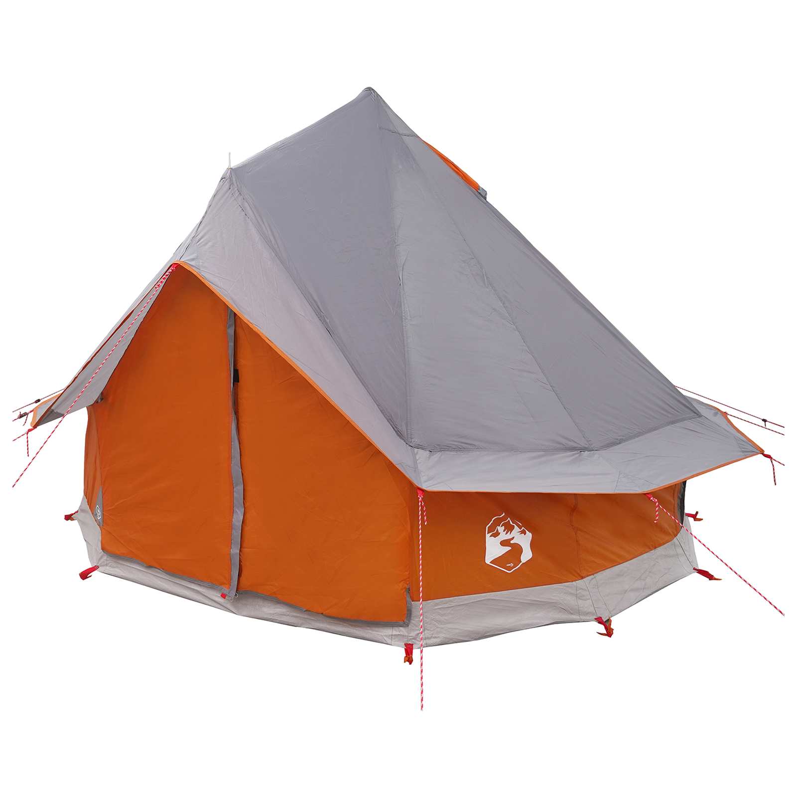 Tipi Zelt Grau und Orange 250 x 250 cm Polyester und Stahl