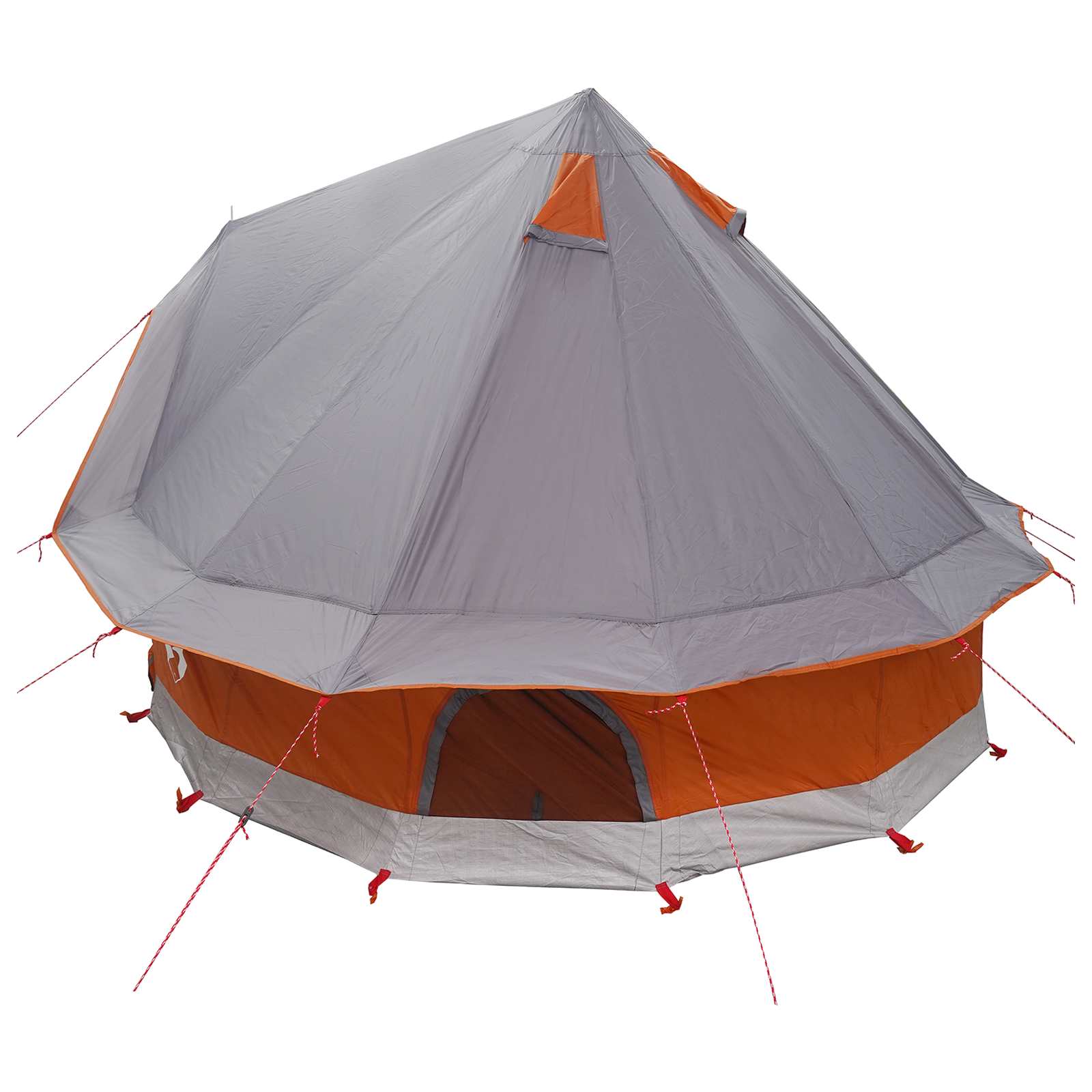 Tipi Zelt Grau und Orange 250 x 250 cm Polyester und Stahl