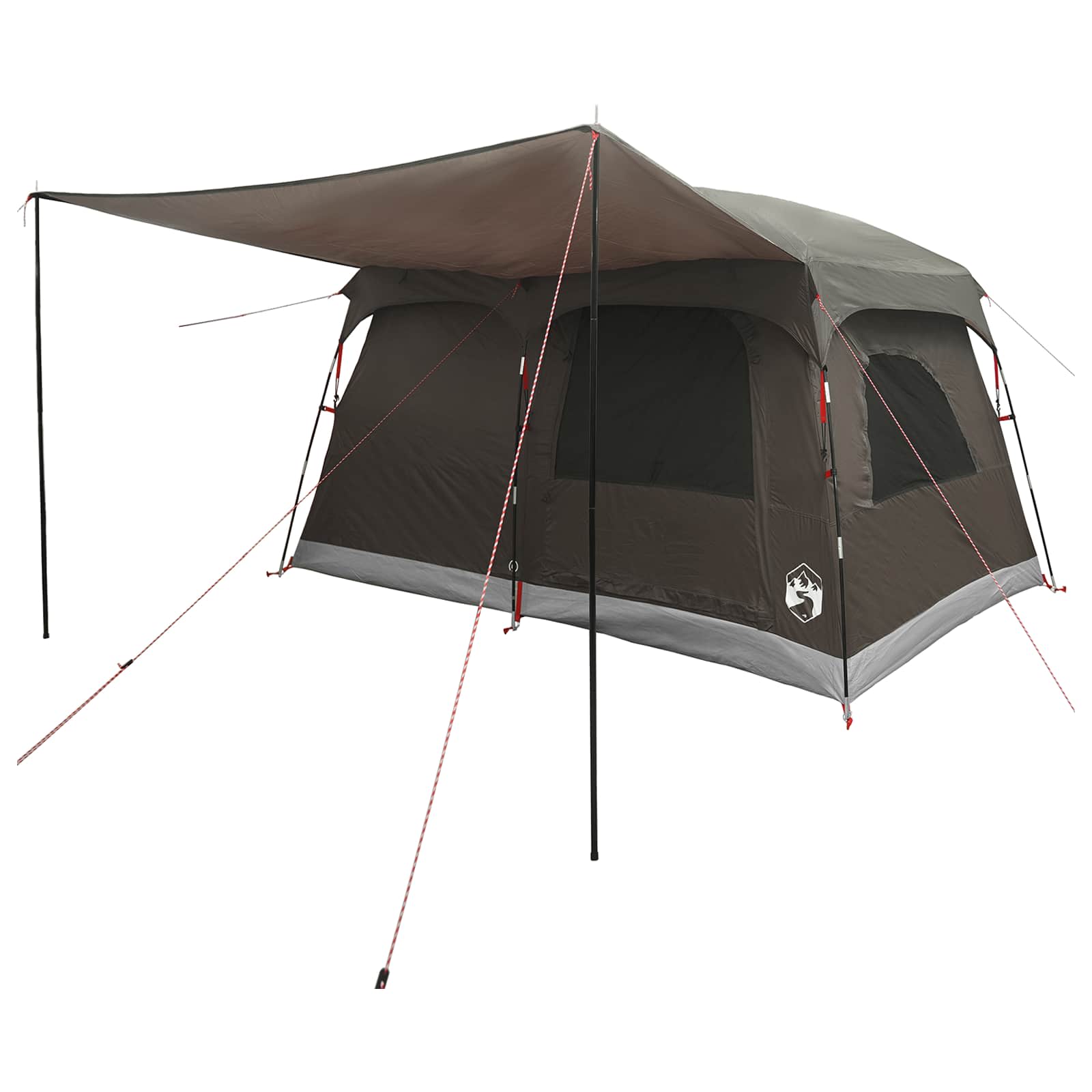 Familienzelt mit Dach Braun Grau 380 x 260 x 190 cm Polyester