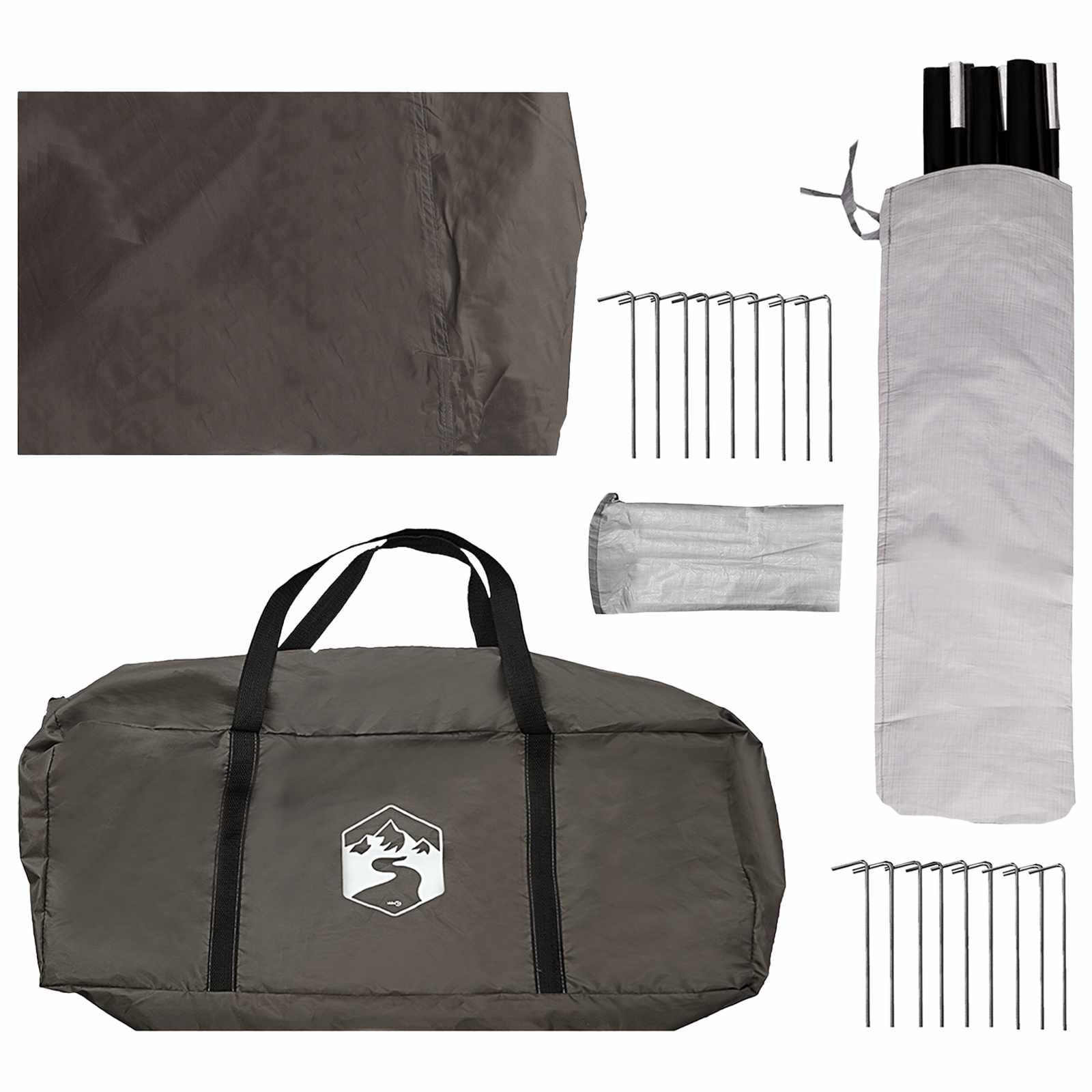 Familienzelt Braun grau 450 x 400 x 265 cm Polyester und Stahl