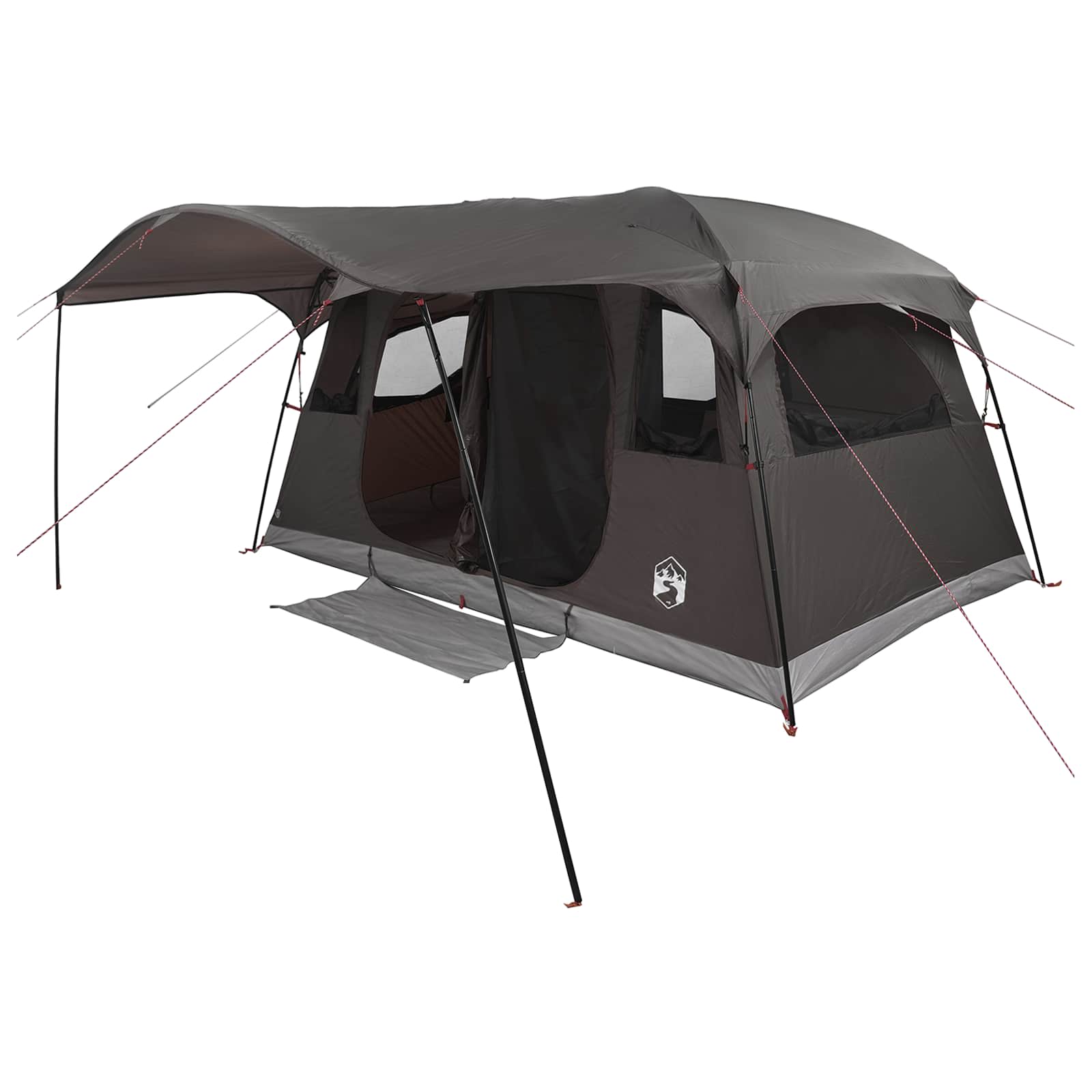 Tunnelzelt Braun Grau 366 x 244 x 198 cm Polyester und Stahl