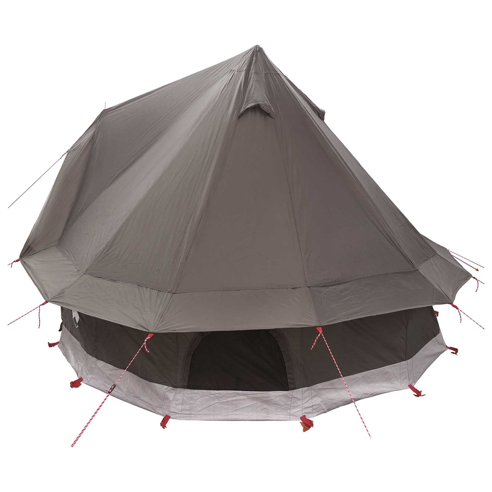 Tipi Zelt mit Dach Braun Grau 250 x 250 cm Polyester und Stahl