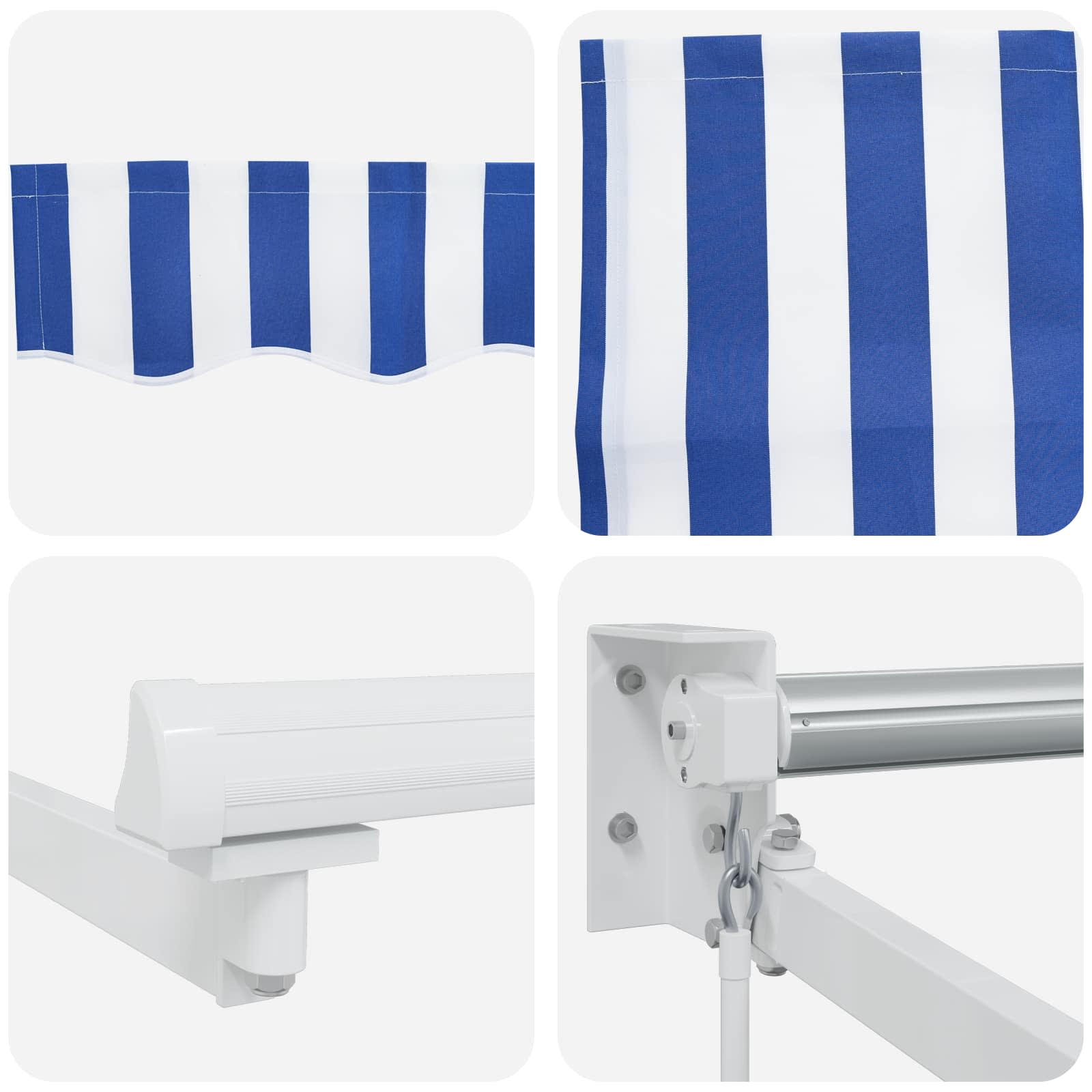 Einziehbare Markise Blau und Weiß 2,5 x 2 m