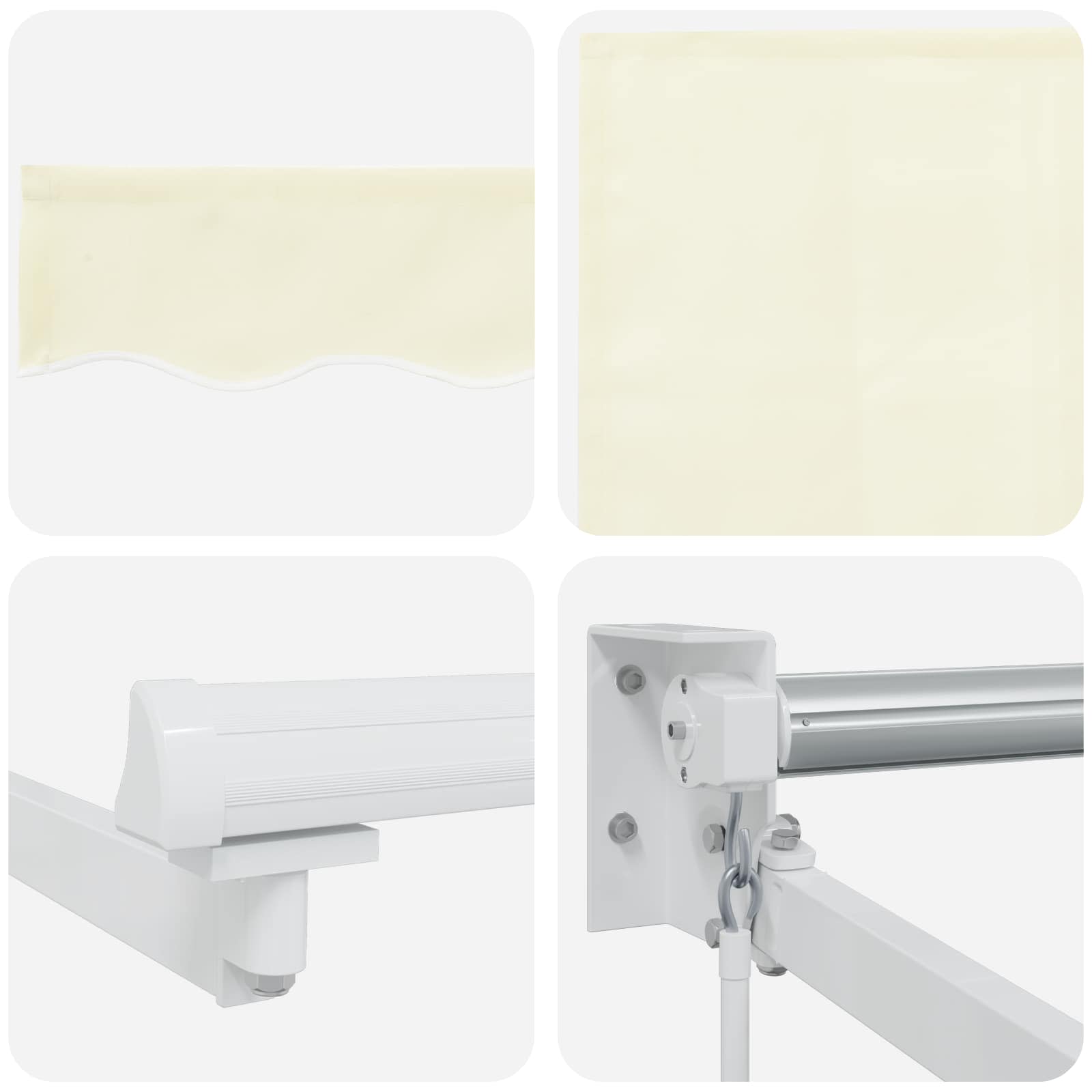 Einziehbare Markise Creme 4 x 2 m 100% Polyester und Aluminium