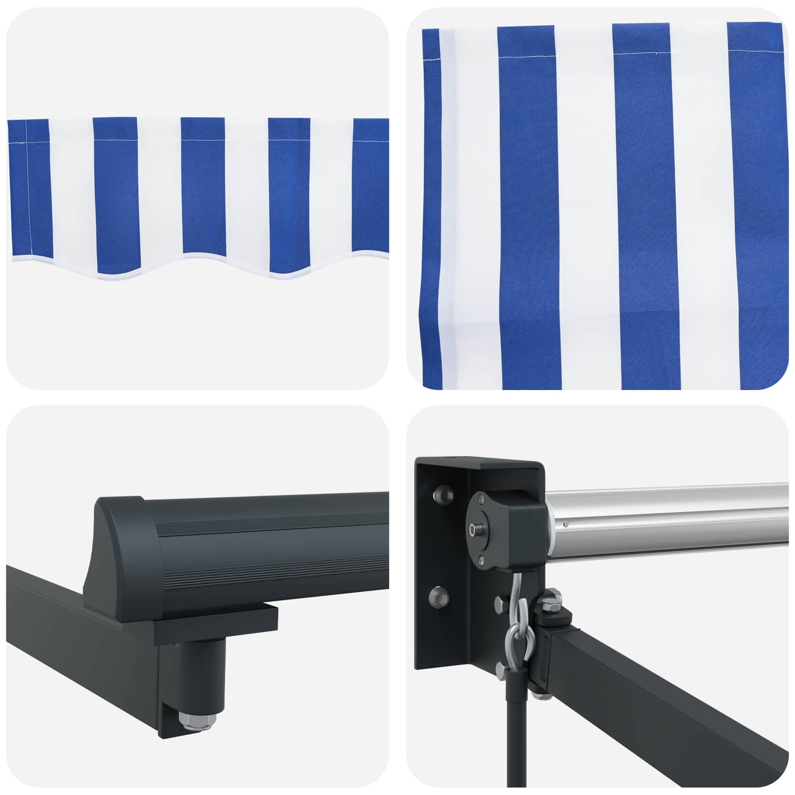 Einziehbare Markise Blau und Weiß 3,5 x 2 m