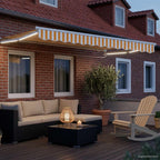 Manuelle Gelenkarmmarkise mit LEDs Gelb und Weiß 3 x 2,5 m