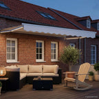 Manuelle Gelenkarmmarkise mit LEDs Weiß 3,5 x 2,5 m