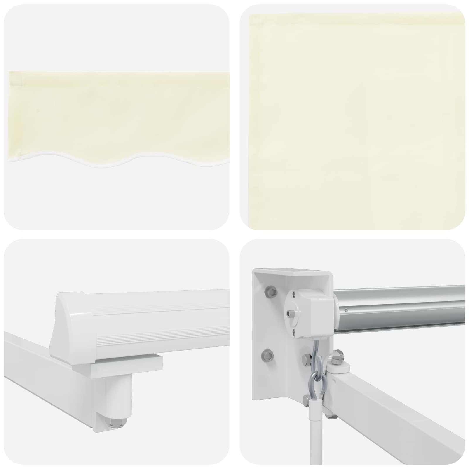 Manuelle Gelenkarmmarkise mit LEDs Creme und Weiß 4,5 × 3 m