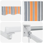 Manuelle Gelenkarmmarkise mit LEDs Blau, Orange, Weiß 4,5 × 3 m