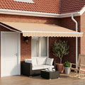 Manuelle Gelenkarmmarkise mit LEDs Blau, Orange, Weiß 4,5 × 3 m