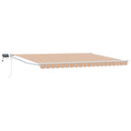 Manuelle Gelenkarmmarkise mit LEDs Blau, Orange, Weiß 4,5 × 3 m