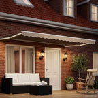 Manuelle Gelenkarmmarkise mit LEDs Beige und Weiß 4,5 × 3 m