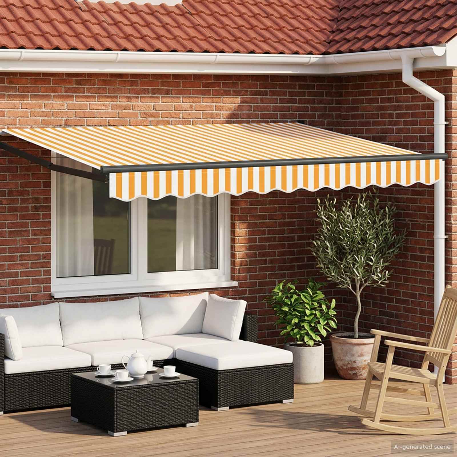 Manuelle Gelenkarmmarkise mit LEDs 2,5 x 2 m