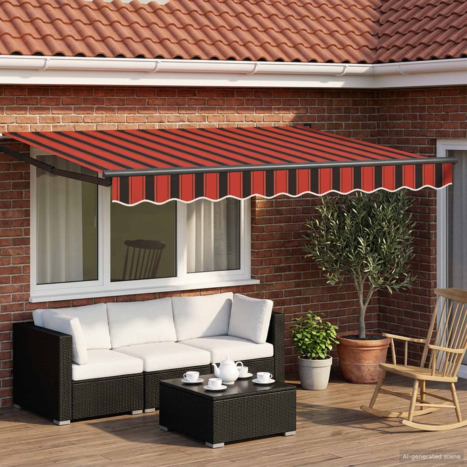 Manuelle Gelenkarmmarkise mit LEDs 3,5 x 2,5 m