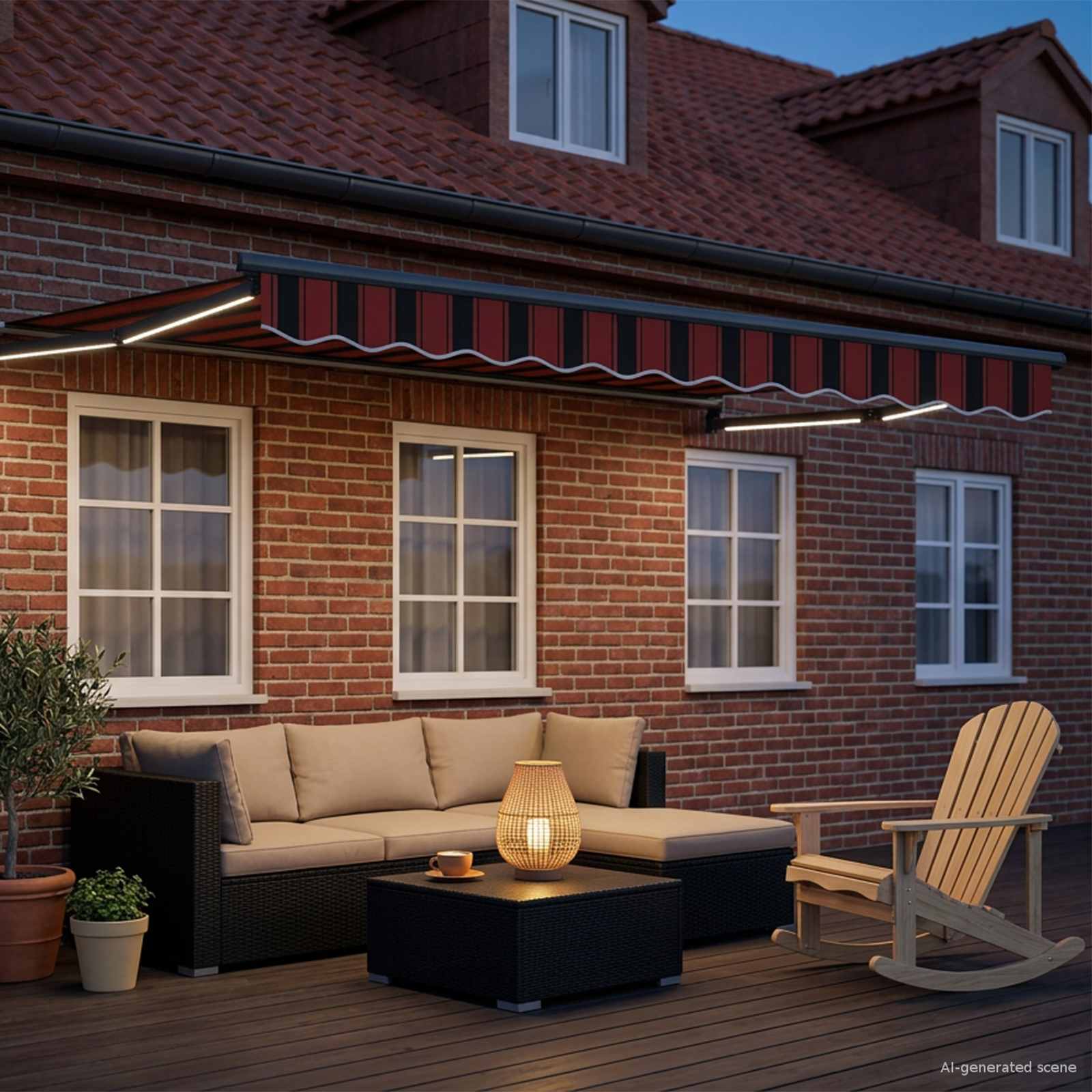 Manuelle Gelenkarmmarkise mit LEDs 3,5 x 2,5 m