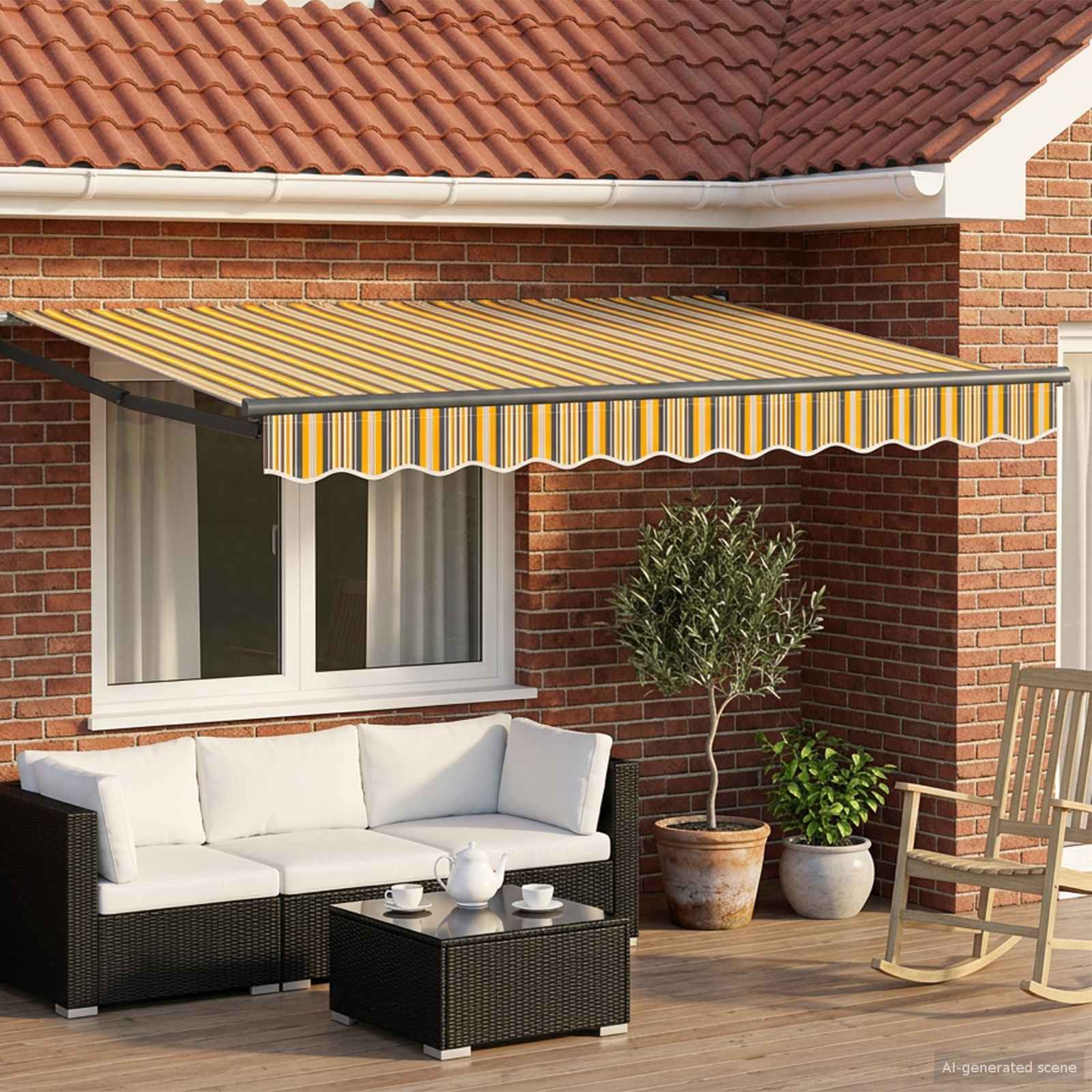 Manuelle Gelenkarmmarkise mit LEDs 3,5 x 2,5 m