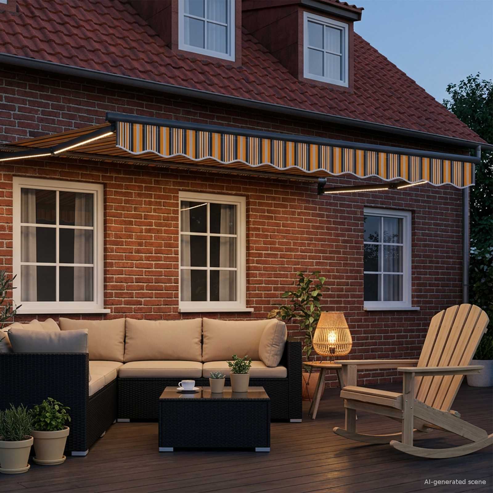 Manuelle Gelenkarmmarkise mit LEDs 3,5 x 2,5 m