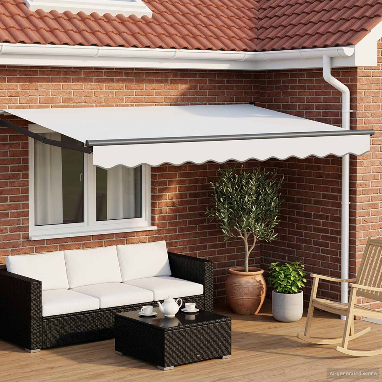 Manuelle Gelenkarmmarkise mit LEDs 3,5 x 2,5 m