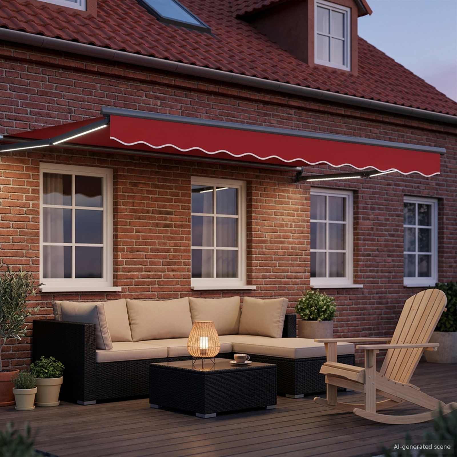 Manuelle Gelenkarmmarkise mit LEDs 3,5 x 2,5 m