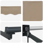 Manuelle Gelenkarmmarkise mit LEDs Beige und Anthrazit 5 x 3 m