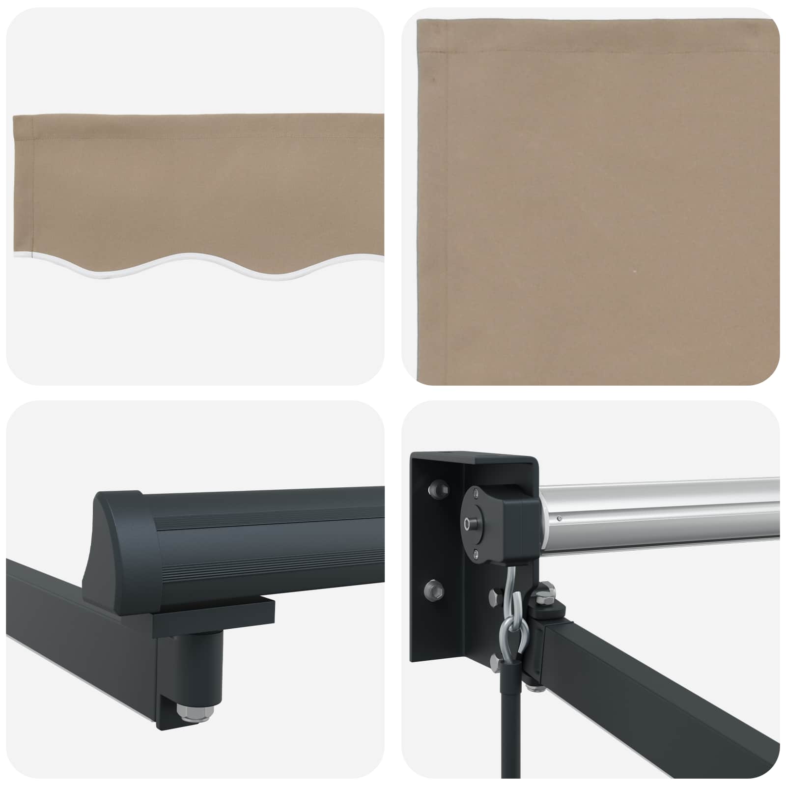 Manuelle Gelenkarmmarkise mit LEDs Beige und Anthrazit 5 x 3 m