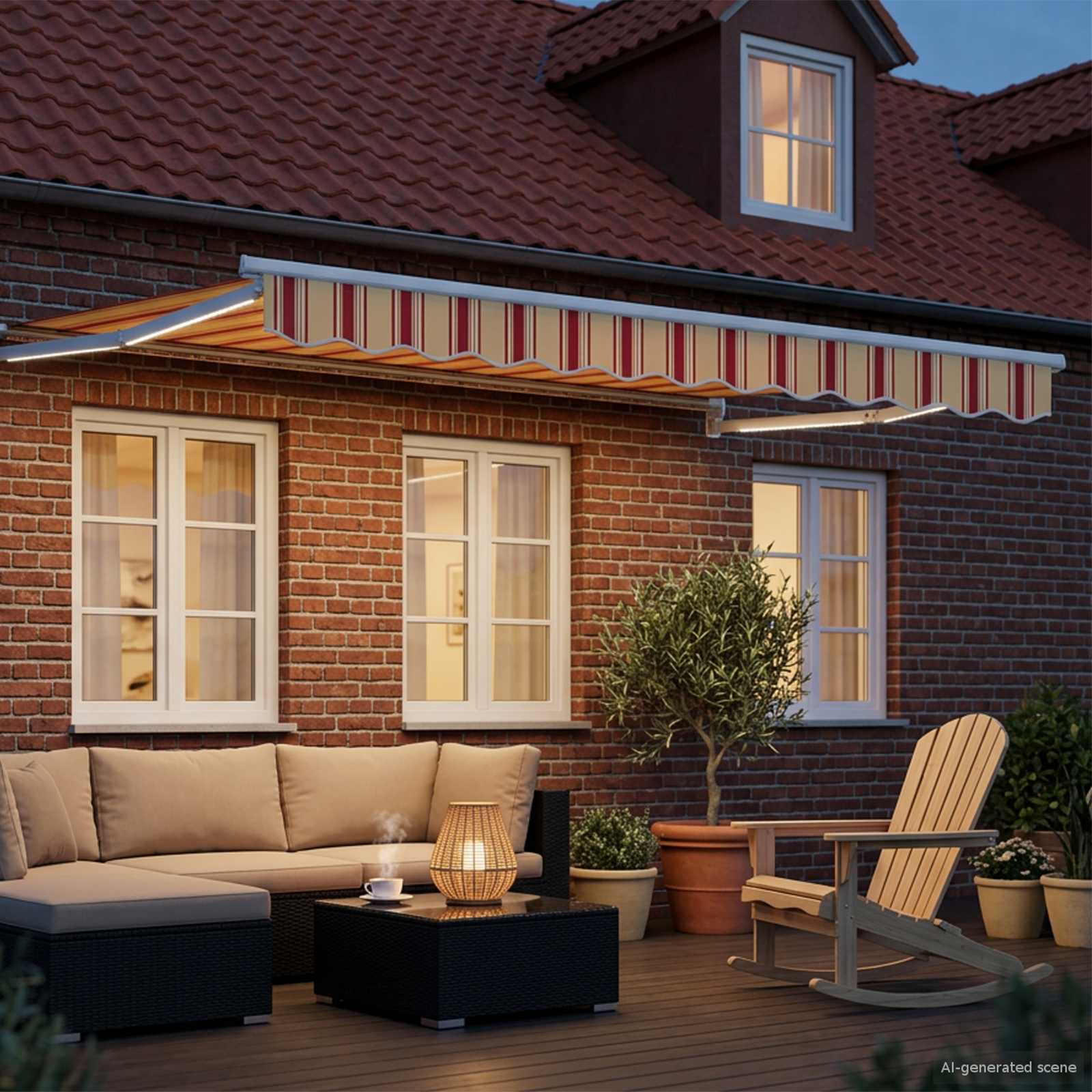 Elektrische ausziehbare Markise Mehrfarbig 3,5 x 2,5 m