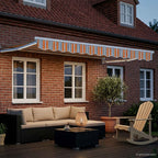Elektrische ausziehbare Markise Blau und Orange 3,5 x 2,5 m