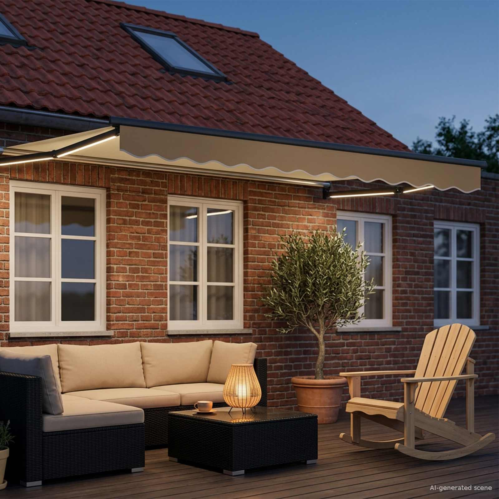Elektrische ausziehbare Markise Creme 3,5 x 2 m