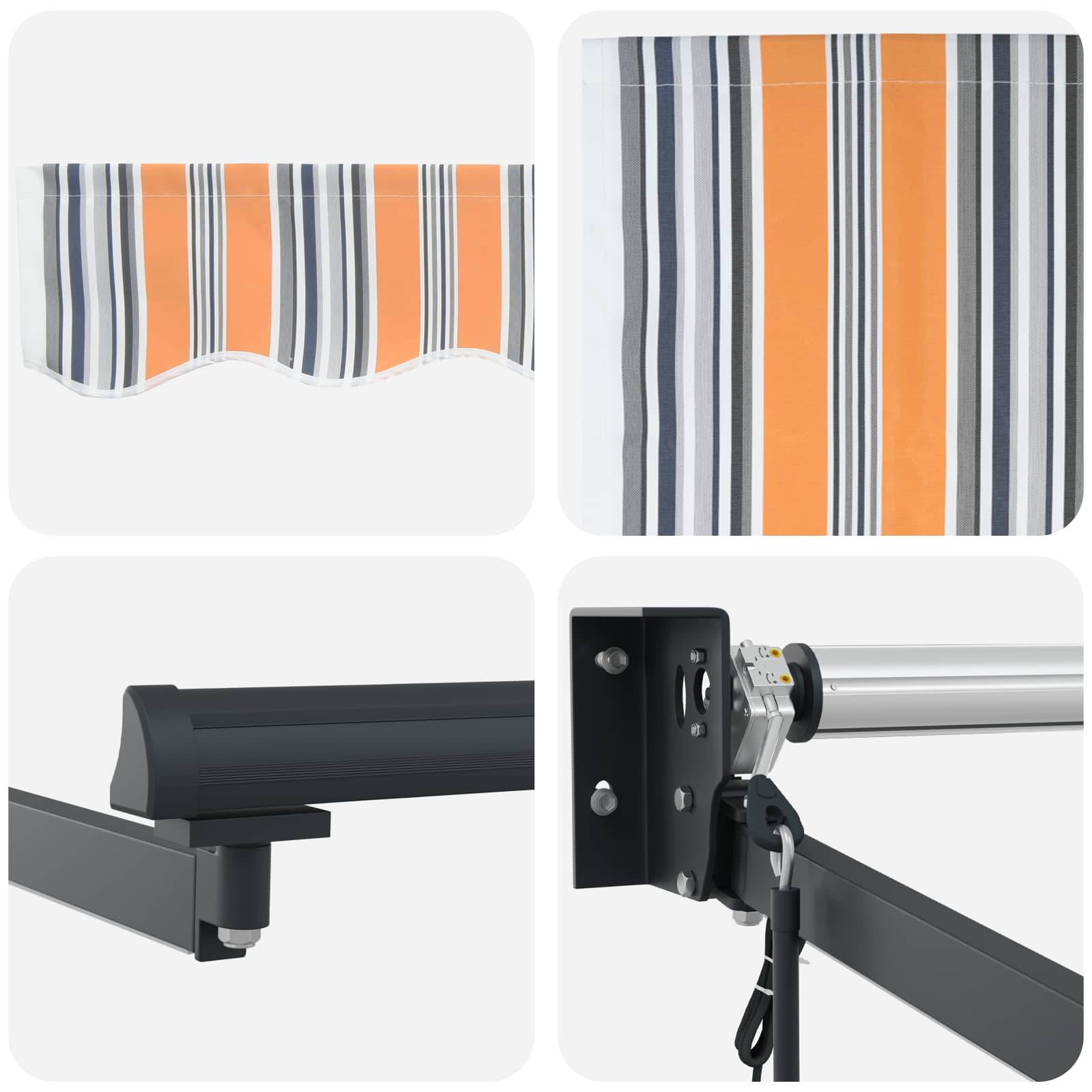 Elektrische ausziehbare Markise Blau und Orange 3 x 2,5 m