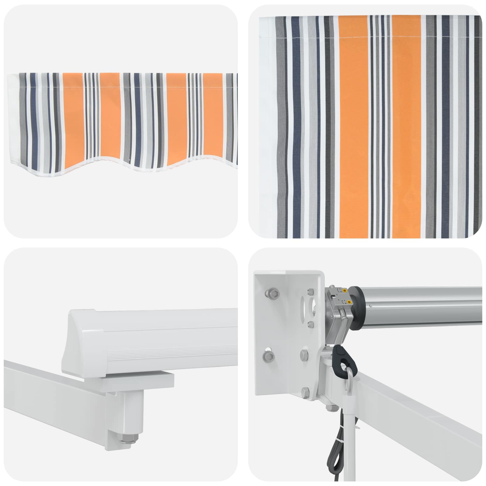 Elektrische ausziehbare Markise Grau, Orange, Weiß 4,5 × 3 m